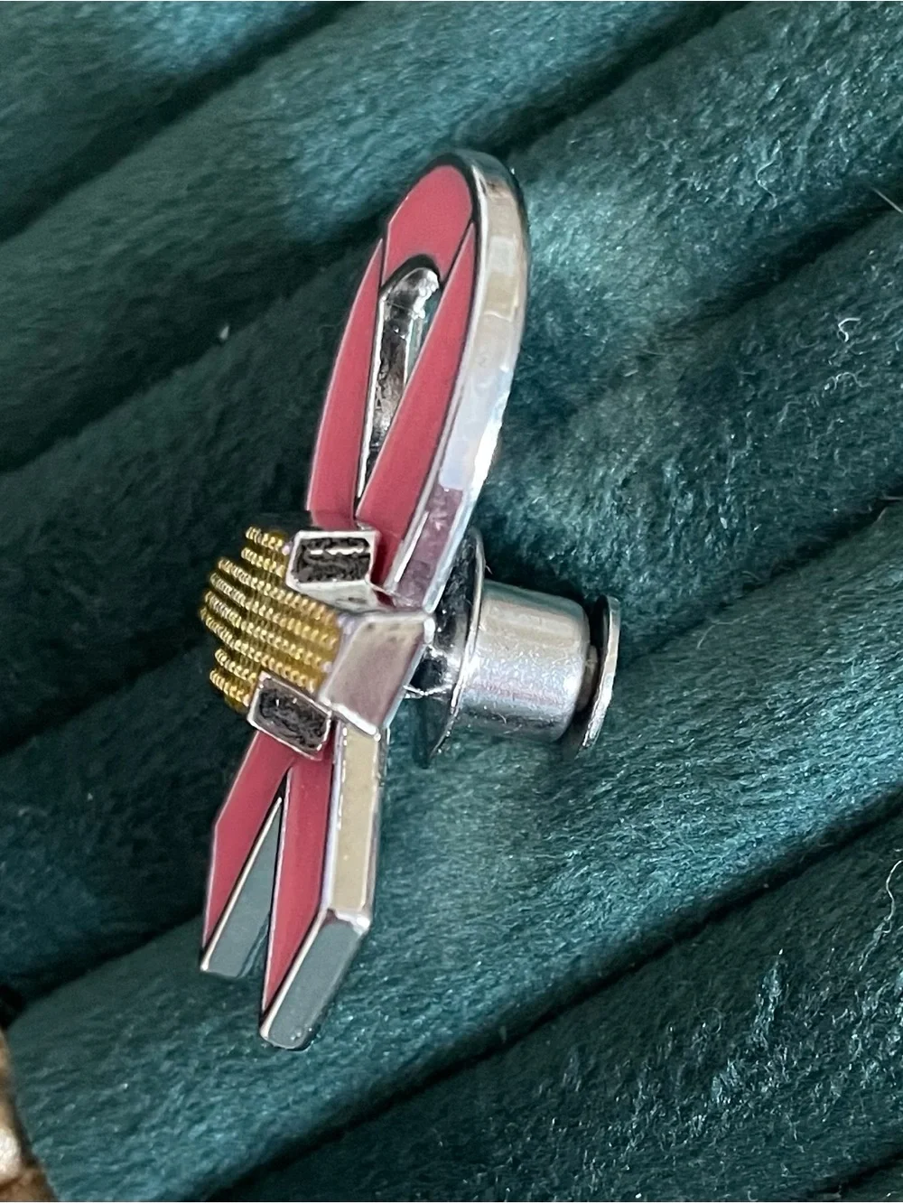 Pink Ribbon Chevy Bow Pin - Women Jewelry